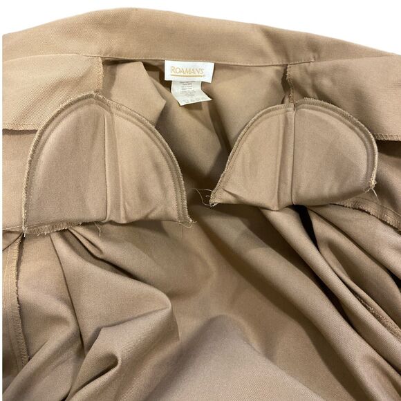 Roamans‎ Blazer Jacket Womens Size Medium Oversized Camel Shoulder Pads 1-Button - Picture 7 of 7